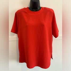 90s- Casual Chic-Alia Vibrant Red Short Sleeve Blouse